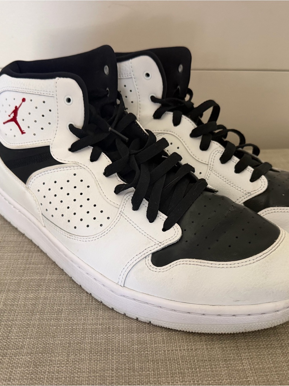 Nike Jordan Men's High-Top Sneakers in White, Black and Red
